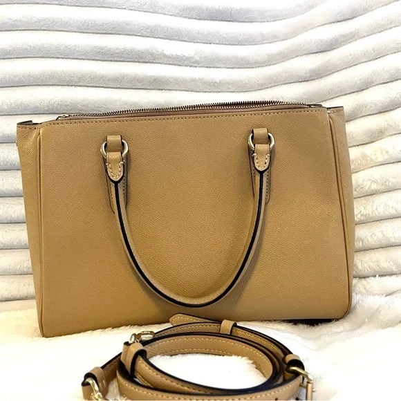 Coach Surrey Leather Satchel in Camel/Tan - Picture 3 of 8